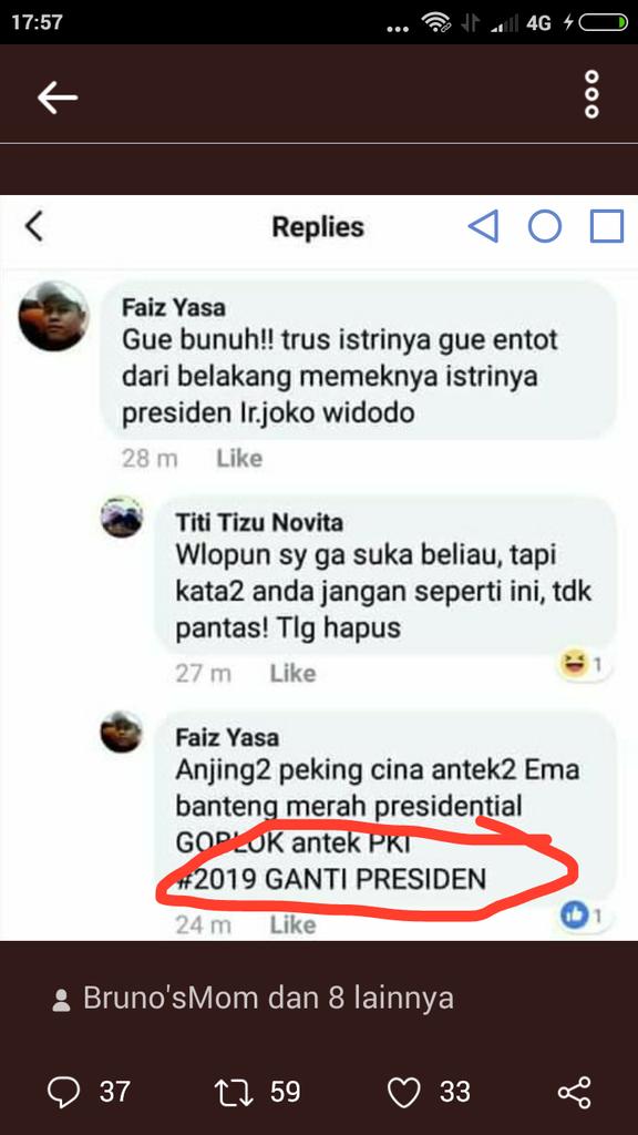 FaGtng's tweet photo. Ini manusia apa bukan !!!!
Cuitan yg bisa di baca seluruh rakyat indonesia.
Apa pemilik account yg cuit cuit seenak iblis nya, dibiarkan saja ??
#CYDUK!!!! MENGHINA presiden rakyat, menghina NKRI !!
#BakarMulutSampah
#BakarManusiaSampah
#BakarMulutKotor https://t.co/U7DjsxrfeO