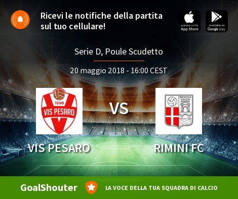 Vis Pesaro - Rimini FC: Segui la diretta su GoalShouter » goal.sh/m/buxkw222b/f