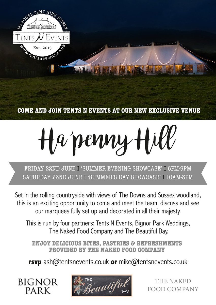 Please come to the exciting open weekend for Ha'penny Hill, our new #weddingvenue, details below.

#WeddingVenues #sussexwedding