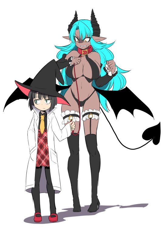 2年くらい前に描いたロリ魔女がサキュバスを捕まえてマジカルふたなりちんぽで養う絵です 