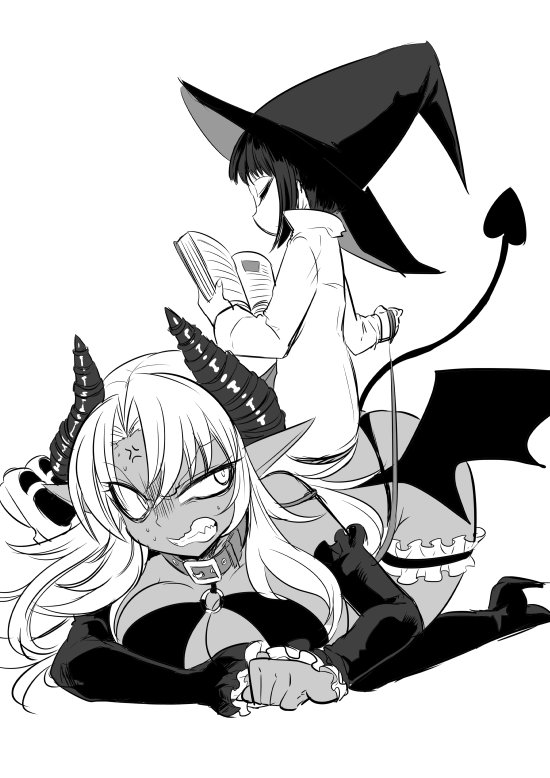 2年くらい前に描いたロリ魔女がサキュバスを捕まえてマジカルふたなりちんぽで養う絵です 
