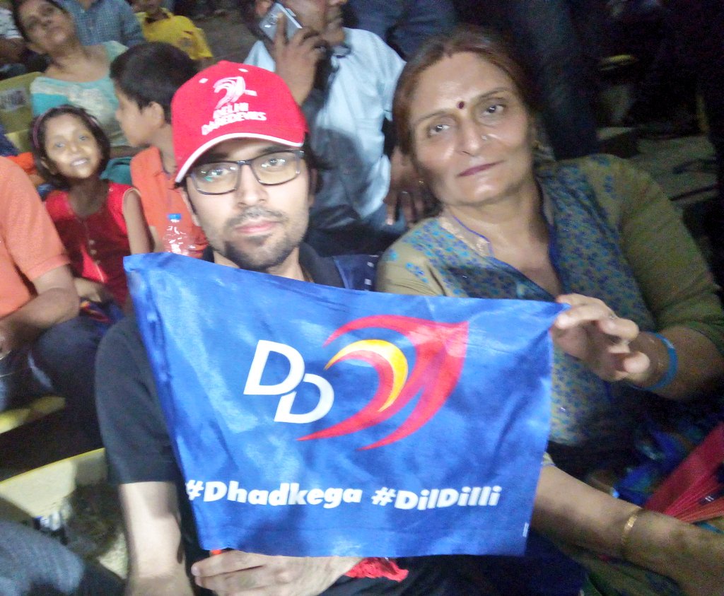 piyushpuri12's tweet photo. @StarSportsIndia Cheering for my favourite Delhi Daredevils with my mom😍😘#VIVOPerfectFan #DD #DDFan #DilDilli  #VIVOIPL #Dhadkega #Cricketlover #CricketFever #cricketfan #IPL18 #IPL #ipl2018 @StarSportsIndia @vivo_india 
@VHetal @Sagar2612 @AshaLama85 @nikp_05 @chandra_mani38 @blessedkamal https://t.co/tBAhtRF5Wa