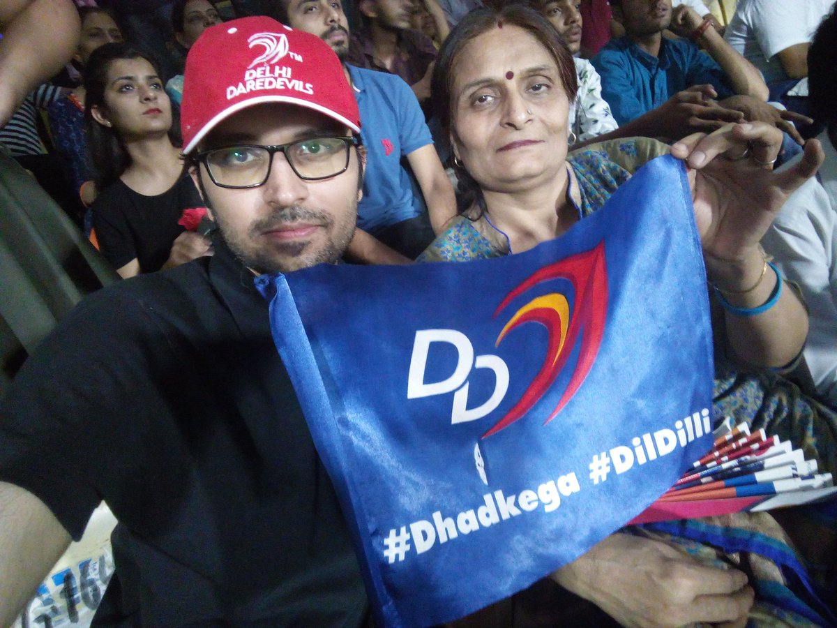 piyushpuri12's tweet photo. @StarSportsIndia Cheering for my favourite Delhi Daredevils with my mom😍😘#VIVOPerfectFan #DD #DDFan #DilDilli  #VIVOIPL #Dhadkega #Cricketlover #CricketFever #cricketfan #IPL18 #IPL #ipl2018 @StarSportsIndia @vivo_india 
@VHetal @Sagar2612 @AshaLama85 @nikp_05 @chandra_mani38 @blessedkamal https://t.co/tBAhtRF5Wa