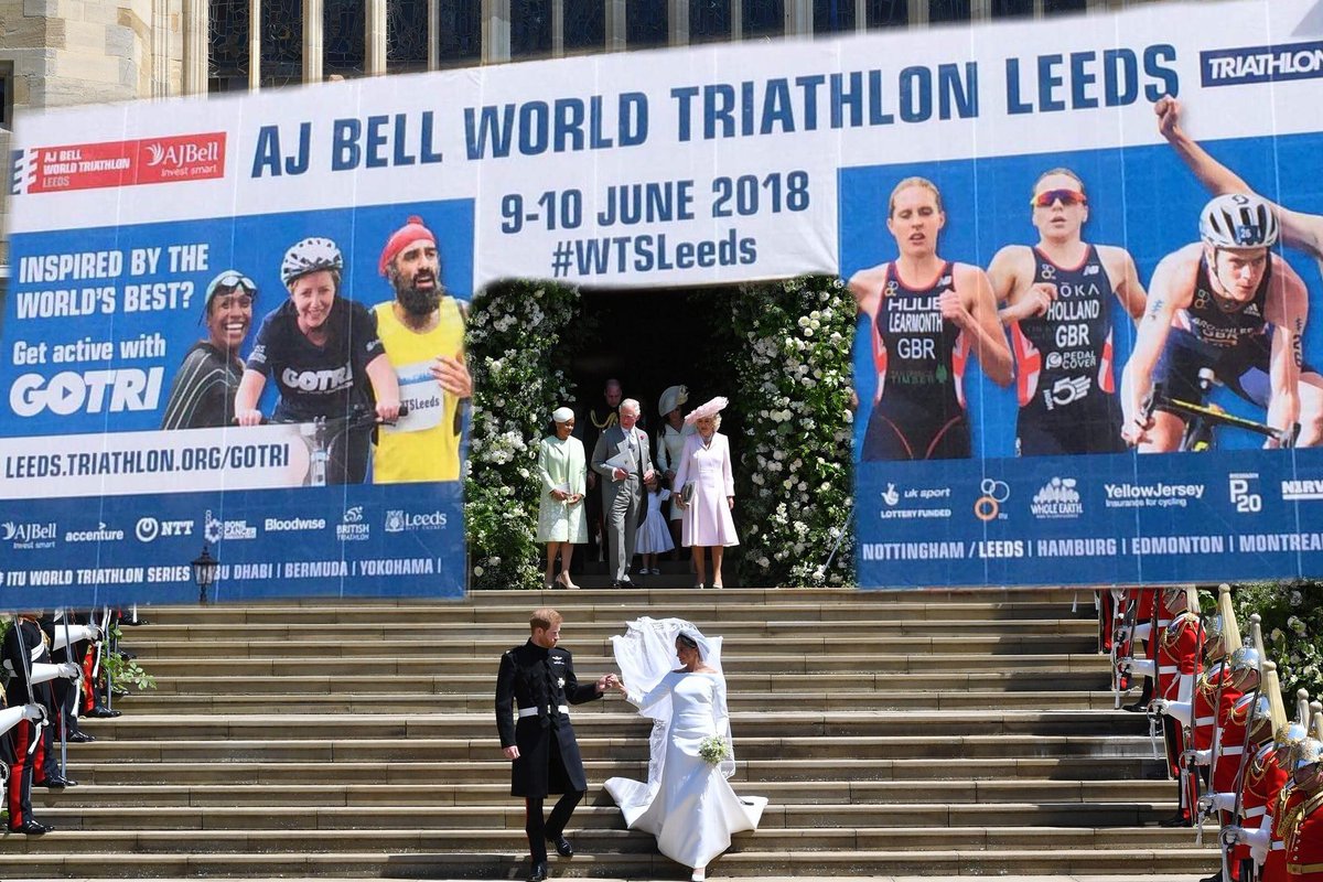dooleydodds's tweet photo. @LeedsTownHall @jonny_brownlee @AliBrownleetri do you think Meghan Markle would be as happy if these were her wedding pics? https://t.co/i6QbSKRsm2