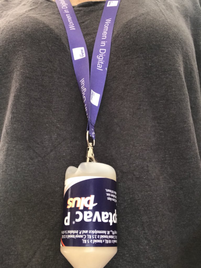 BecciHelm's tweet photo. Found a new way to use my @DWPDigital #WomenInDigital lanyard 
Makes a great strap for sheep 🐑 vaccine 👍👍👍🤣 @joannerewcastle https://t.co/JgTeI0X39F