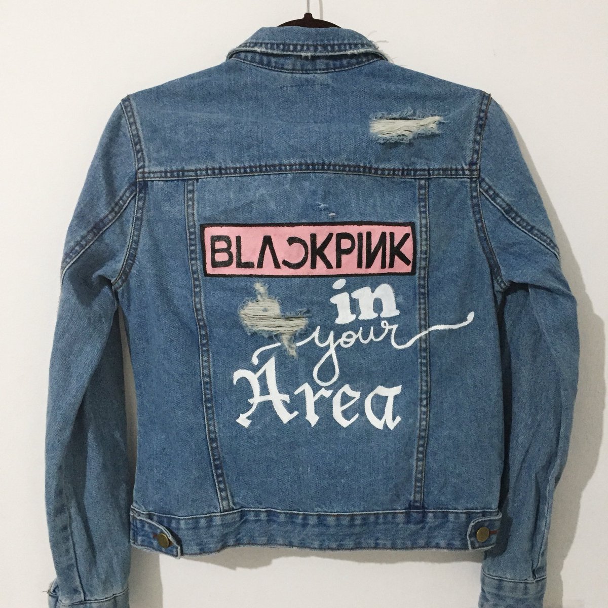 black pink denim jacket