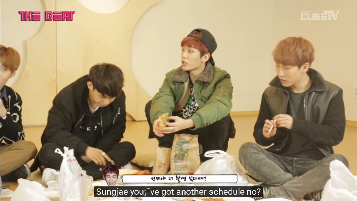 Sungjae has to go to another schedule so Ilhoon asked him to take two chickens (and put it in his pocket)