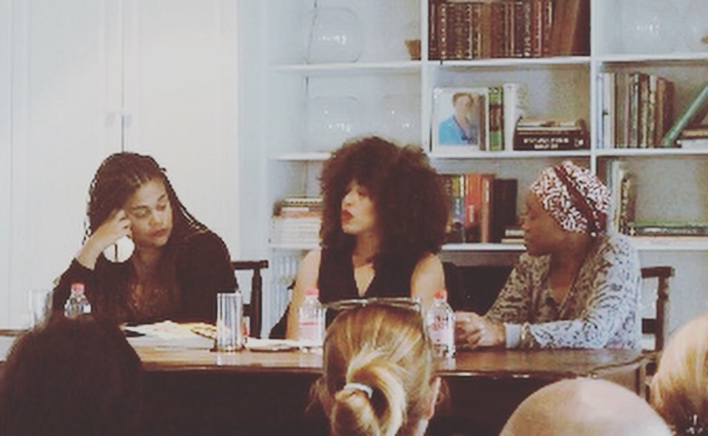 thisisSJKing's tweet photo. #Forgottenbutnotgone - such a fantastic panel at @franlitfest with my girl @dannibowler and sis’ @tnhlapo_media Thuli Nhlapo. Amazing women. #flf18 #flf18 #amreading #killingkaroline #colourmeyellow @SAWriters https://t.co/ruXRavLsZf