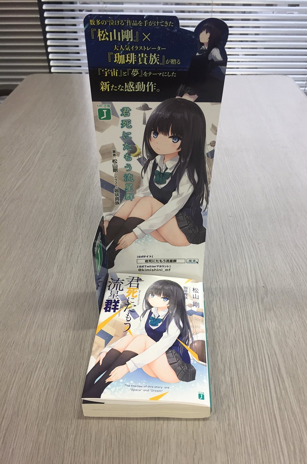 君死にたもう流星群 公式 Twitterren 君死にたもう流星群 の書店店頭拡材がこちら コーナーpopになっています キービジュアルイラスト とカバーイラストのそのどちらもを掲載しています ちょこんと座った星乃が可愛い 君死に T Co 5eqr0zru8d Twitter