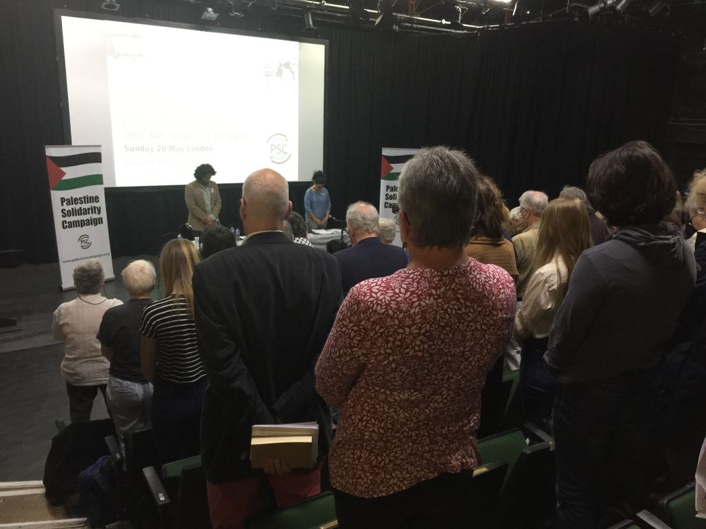 kamelhawwash's tweet photo. @PSCupdates #rorconference opens with a minute’s silence in memory of #Palestinians killed and maimed by #terroriststate #Israel as they marched for their #RightfReturn in the #GreatReturnMarch https://t.co/emyZTXUhxs