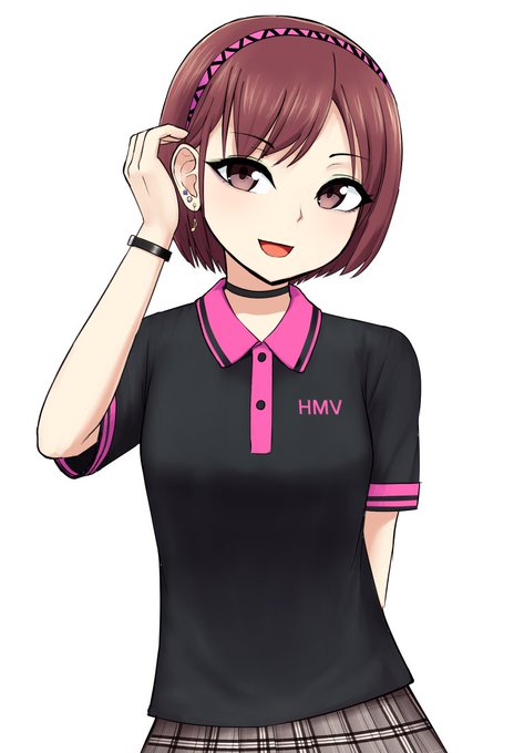 似合いそうだったのでHMVポロシャツの八橋ちゃん描きました 