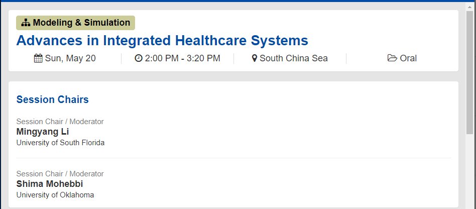ShimaMohebbi's tweet image. Wanna learn more on #GameTheory and #AgentSimulation with applications in Consolidated #Healthcare Systems? Come and join us today 👇 #IISEAnnual2018