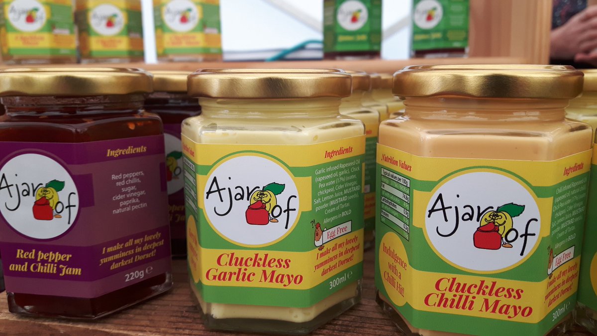 SpringT1de's tweet photo. The brilliant @AjarOf1 here at #SpringTide18 with her #jamtasctic #chutterlicious range AND new #chookless #mayo! Utterly delicious & light...@DorsetFoodDrink at its best. #springtidefoodfestival #HiveBeach #BurtonBradstock #jurassiccoast #dorset https://t.co/m8teL2mpPT