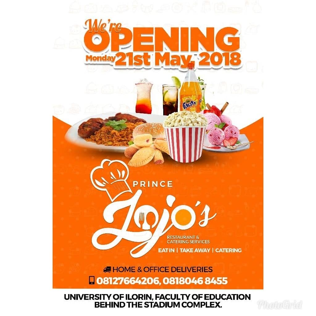 PrinceJojosRes's tweet photo. Hello Ilorin city, be our guest 2moro 10 am @unilorin, let's host y'all foodies to the best of flavours, food and fun with family &amp; friends 🍱🍮🍩🍰🍹😉
.
.
.
#GoodMealsServedRight #May21st #Restaurant #CateringServices #MonToSun #HomeAndOfficeDeliveries #PrinceJojosRestaurant https://t.co/hqPeizjfcR