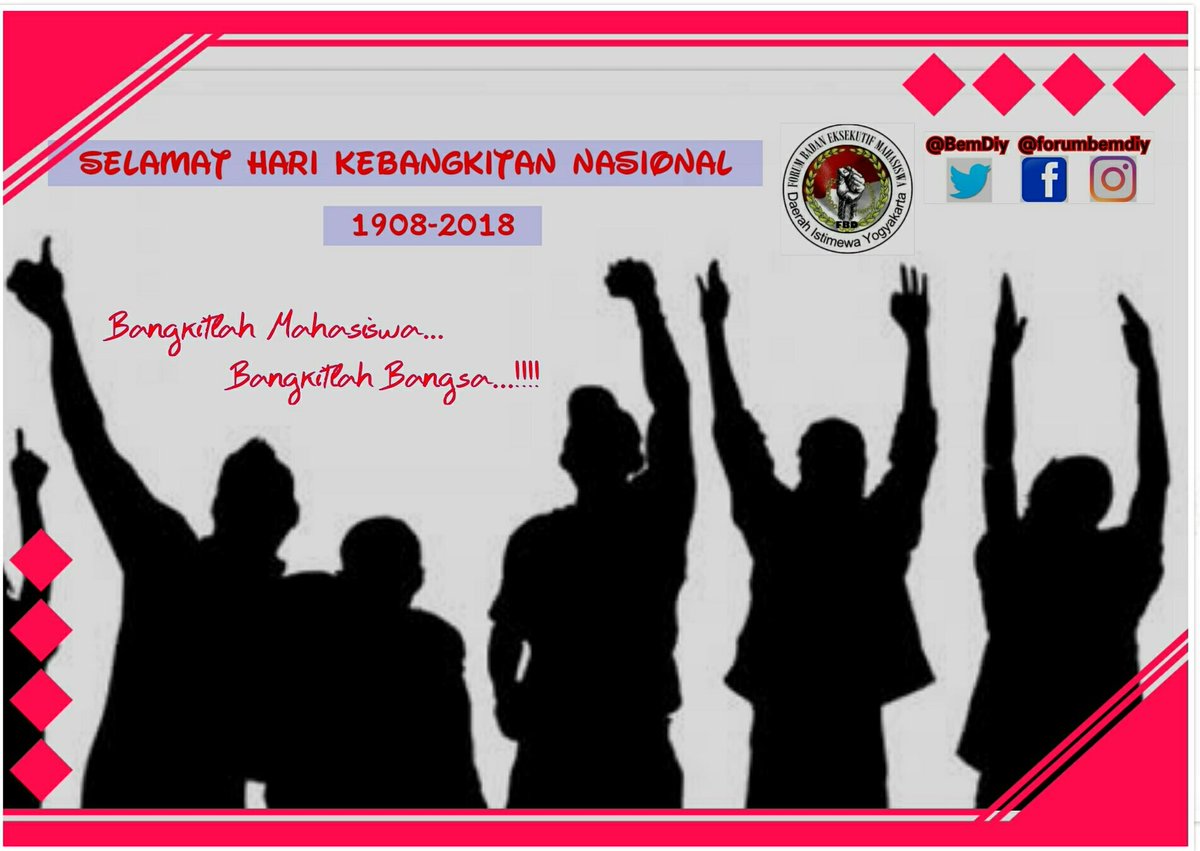 BemDiy's tweet photo. #forumbemdiy mengucapkan Selamat Memperingati #harikebangkitannasional . Ini saatnya bangsa Indonesia menunjukan jati diri kita sebagai bangsa yg besar, jangan lagi minder dan merasa kecil di depan bangsa lain. #Harkitnas2018 #20Mei2018 #bemdiy #BemDiy #mahasiswajogja #indonesia https://t.co/HoRjg3FEmd