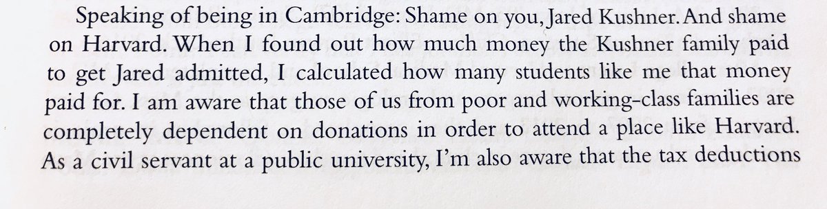 At the end of her note to Harvard’s 15th Anniversary Report, astrophysicist  @IBJIYONGI not only shames classmate Jared Kushner—she also takes on Harvard itself for facilitating his rise.