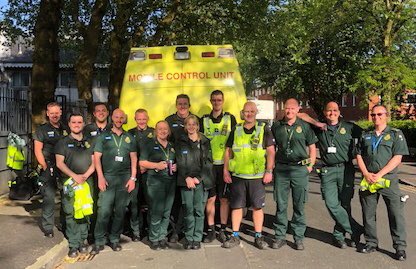 The control room <a href="/NWAmbulance/">North West Ambulance Service</a> goes al fresco today. Good luck to all taking part in the #GreatManchesterRun2018