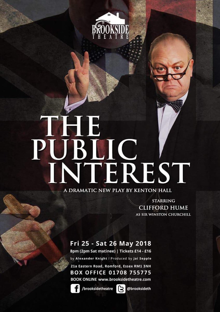 Moriatyactor's tweet photo. Premiere of brilliant new play this Friday 25 May with 2 more performances on Saturday 26 May. @Cliffordhume is Winston Churchill and myself as Lord Moran. This is a great chance to say "I was there" when everyone is talking about #ThePublicInterest https://t.co/GkYMUOoY1G