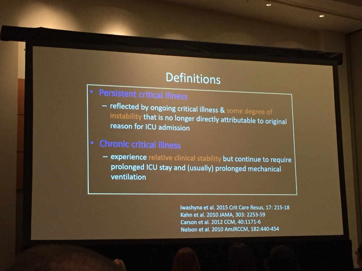 Louise Rose highlighting differences between persistent and chronic critical illness #ATS2018