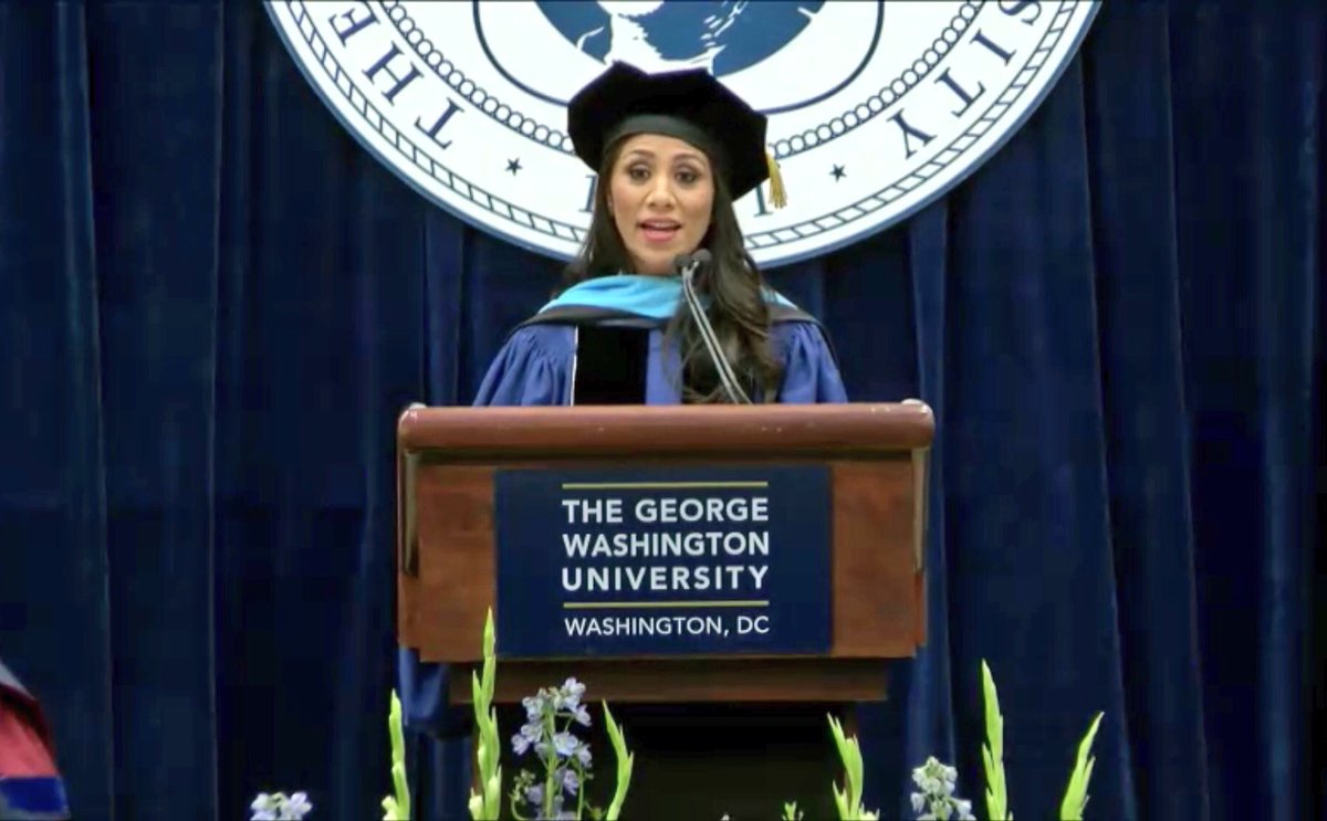 DrMadeeSays's tweet photo. There aren’t enough words to thank @gwGSEHD for this #OnlyatGW moment. Grateful to have shared my experience with the c/o 2018.  #GWCommencement https://t.co/0FZz2MUw2j