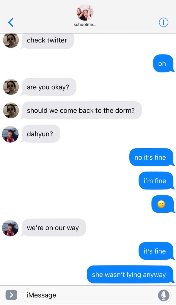 “Thank you,” Sana said with a genuine smile. “I would understand if you’re uncomfortable with the attention, I can leave you alone-““Don’t worry, I don’t mind. I like being around you.”“I like being around you too,” Sana whispered out. “Recommend me some good food from here?”