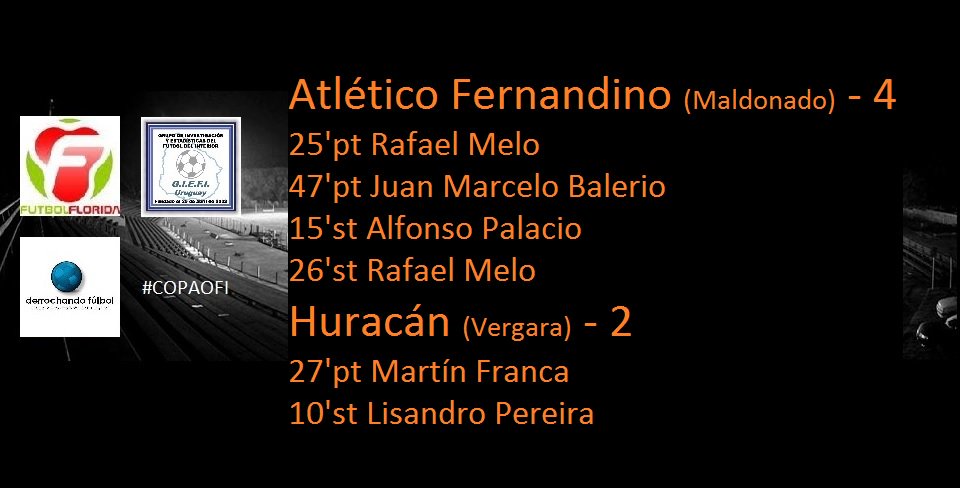 #COPAOFI #DivisionalB <a href="/futbolflorida/">FutbolFlorida</a> <a href="/fut_interiorUru/">FÚTBOL INTERIOR UY</a> <a href="/Interfut17/">Interfut</a> 
FINAL - Información: <a href="/praino_carlos/">Carlos Praino</a> y <a href="/JDiegoFonseca/">Juan Diego</a>