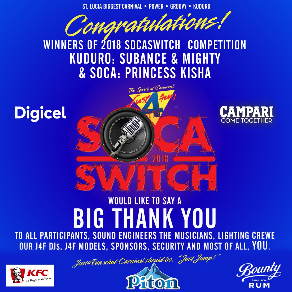 tishsinterlude's tweet photo. We are overwhelmed! Thank you for the continued support. See you next year for an even better Soca Switch 2019! #Just4fun #StLucia #Just4funCarnival #socaswitch https://t.co/3P34GJkqMS