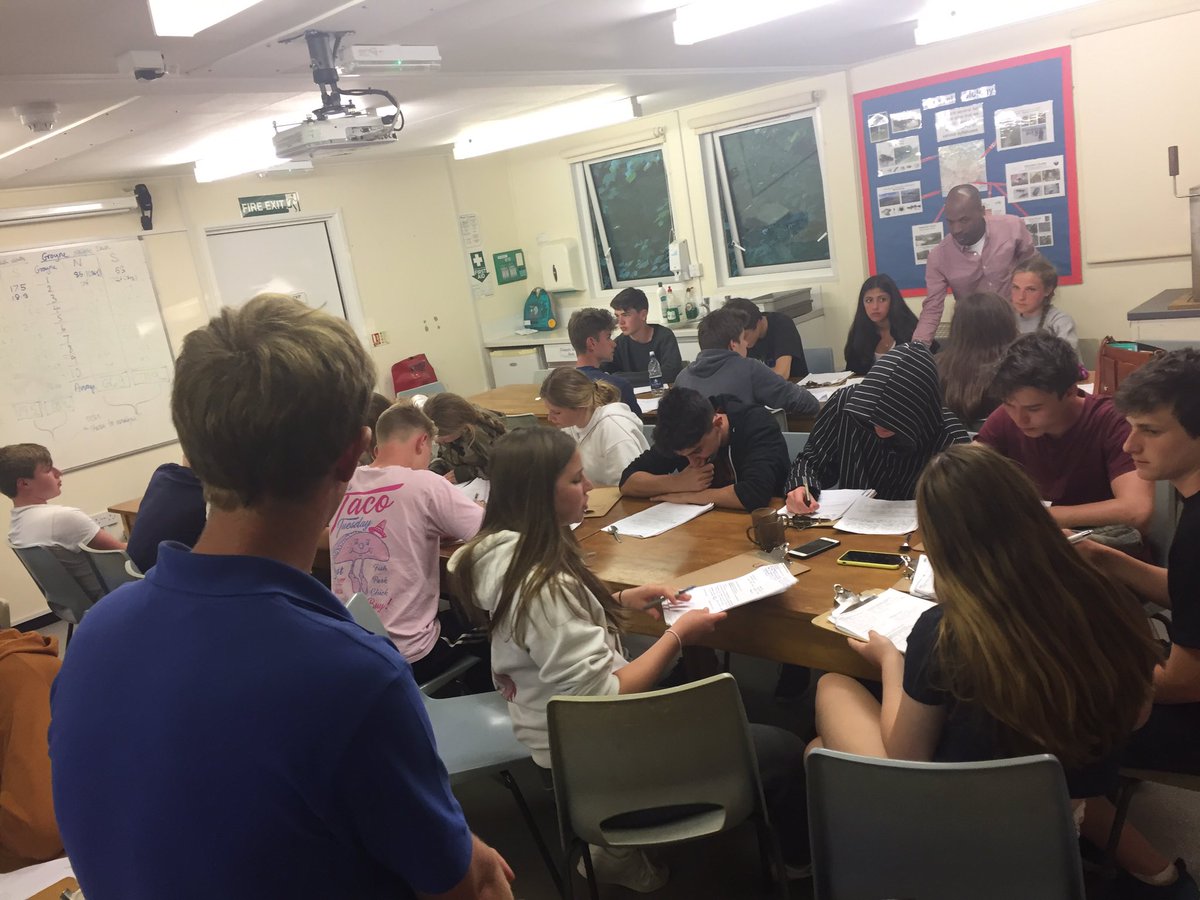 Year 10 geographers working hard to analyse their fieldwork data at <a href="/LeesonHouse/">Leeson House Dorset</a> this weekend. Excellent work everyone!