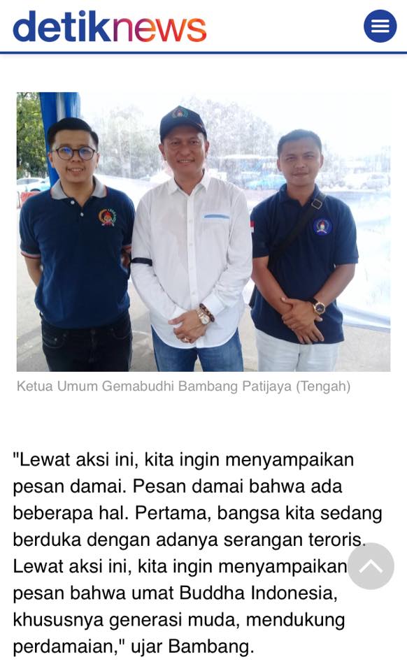 gemabudhi_id's tweet photo. https://t.co/W5uPWD5mrT โฆ
Sekelompok massa muda-mudi dari umat Buddha menggelar aksi damai di Monas, Jakarta Pusat, dan menyatakan keprihatinan terhadap aksi terorisme di Indonesia. #Gemabudhi #Waisak2018 #tebarkebaikanramadan #NasionalismeZamanNow #LessSmellIsMore https://t.co/timFNrEfSp