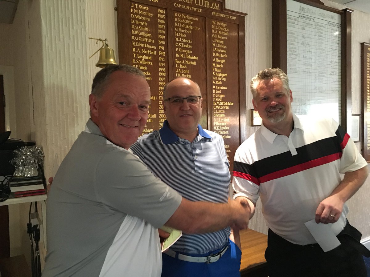 American Greensomes Comp Sat 19th May
Congratulations to winners and runners up.  The Sun was shinning for everyone 

1st.    Ady Mansel and John Kershaw
2nd.    Jimmy White and Jimmy Green