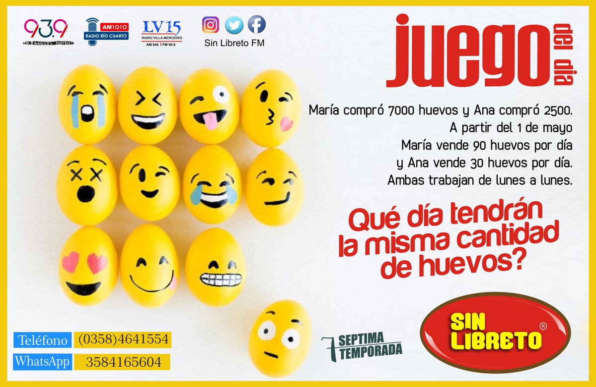 sinlibretofm's tweet photo. Ya estamos al aire hasta las 13 hs por 6 frecuencias. Respondé al acertijo y participás por más de 12 premios. #SinLibreto #AM1010 #RadioRioCuarto #FMRanquel https://t.co/o59AdTcYir