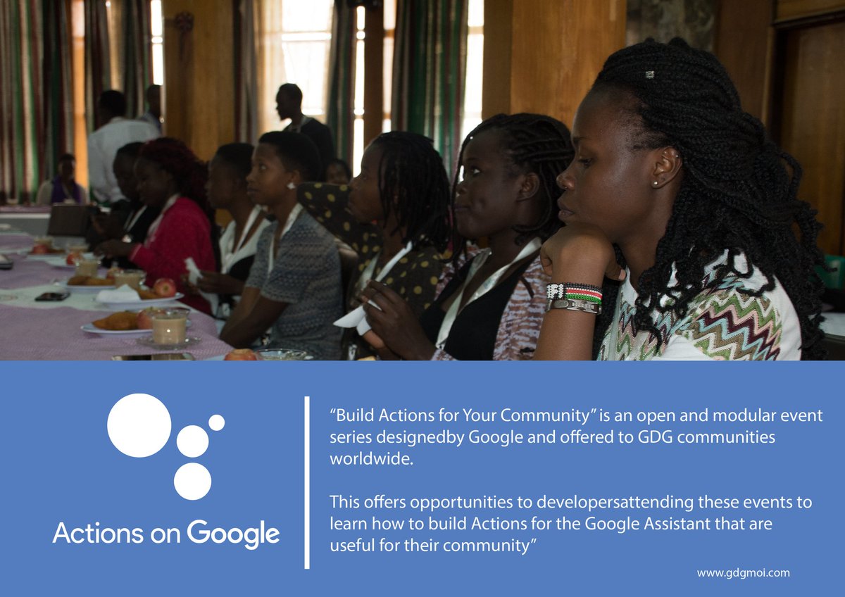 mayeedwin1's tweet photo. And am getting excited already for the @ActionsOnGoogle coming to Eldoret featuring @gdgmoi and @wtmeldoret ; we have 70 slots available! RSVP Now at : [ https://t.co/WWKRlZH1Mr ]

#BuildActionsForYourCommunity #GDG #WTM18 #MeetMaye https://t.co/L7Asx1YL6K