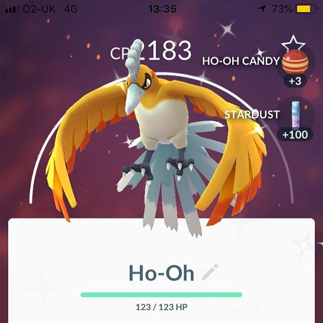 akitown's tweet photo. First Ho-oh of the day and it’s shiny! 👌 https://t.co/i3Ex3sGv33