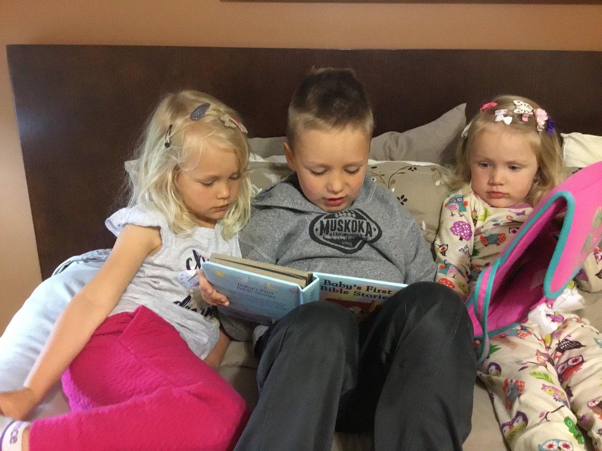 Lando wanted to read to the girls.
#BabysFirstBibleStories
#BestBigBrother