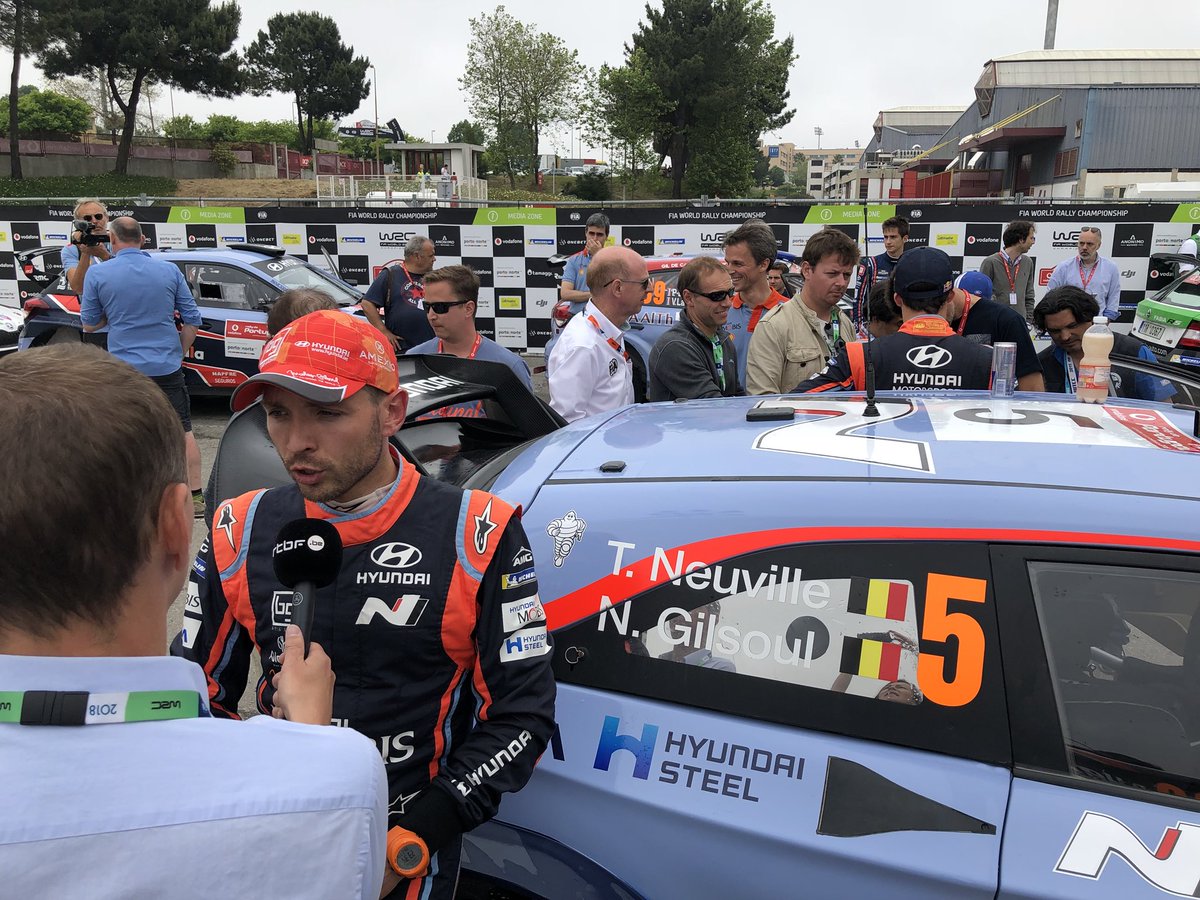 thierryneuville's tweet image. Two busy boys!! 😜 #InterviewTime #WRC #RallyDePortugal