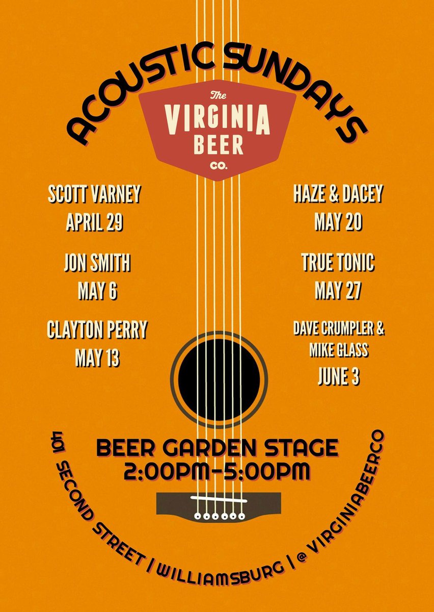 VirginiaBeerCo's tweet photo. We LOVE local music. When the weather turns to warmer vibes we open the beer garden for spring sounds! We host #SundayAcoustics every Sunday from 2-5 pm. Coming up:
5/20: #HazeAndDacey
5/27: #TrueTonic
6/3: @DaveCrumpler & #MikeGlass
🎤🎸
Weekly Lineup: https://t.co/IQNIIGKtZj https://t.co/iNZKL1hNFP