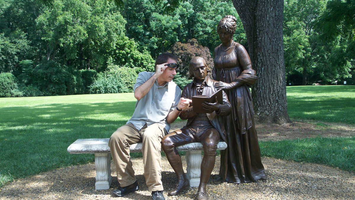 Phlash_Phelps's tweet image. 5/20 Anniversary of the birth of Dolley Madison.  Here in Orange, Va. w/ President James Madison &amp;amp; Dolley phiguring out the ingredients of Dolly Madison cookies. The phormer phirst lady - born May 20, 1768...Dolly Madison (the bakery) will start in 1937, note the spelling change