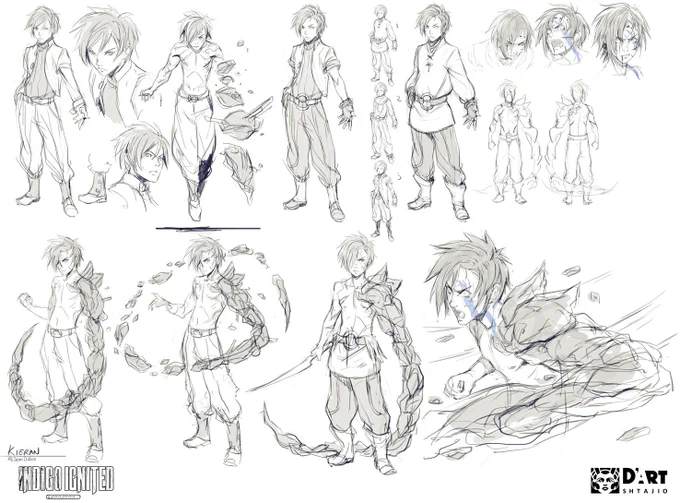 Concept\turn around work done for  pilot animation which can be watched here&gt;インディゴ・イグナイテッドというパイロットアニメのために描いてたキャラクターデザイン。上記のリンクで見えます。 