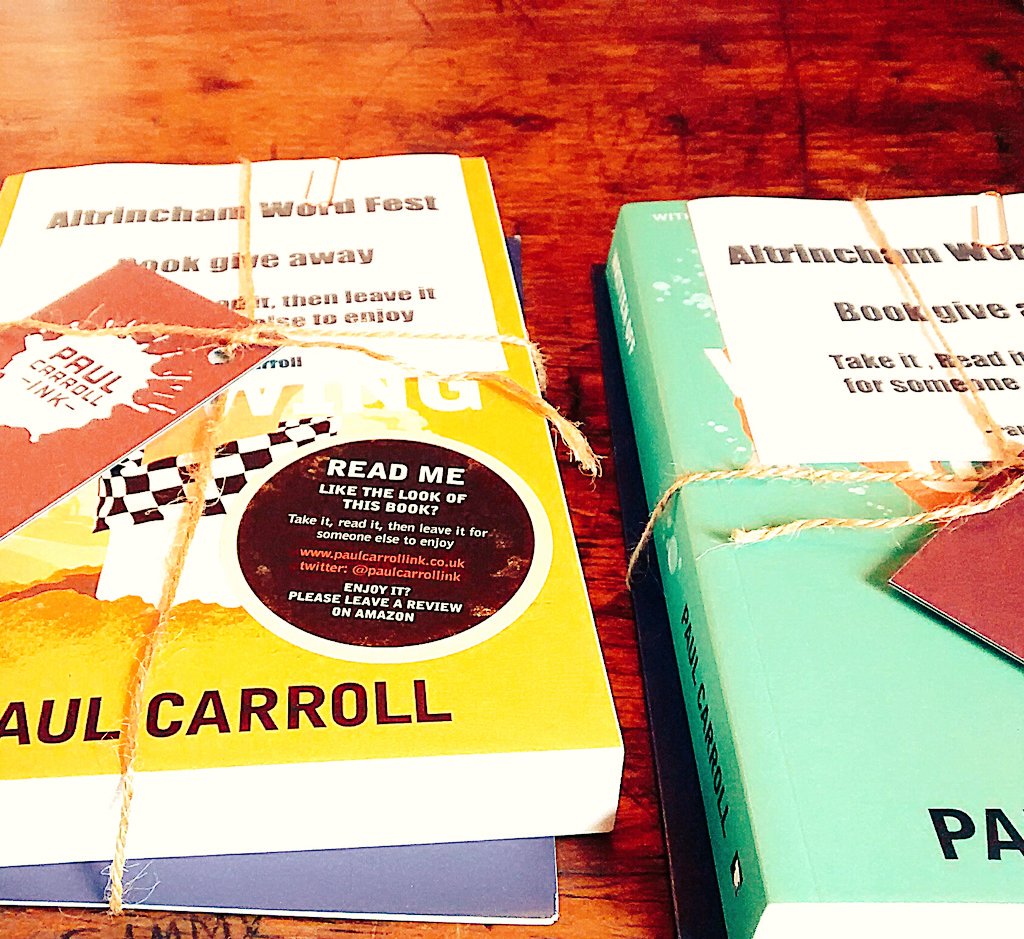 Alty_Word_Fest's tweet photo. Lovely day. We've left some books of Paul Carroll's @paulcarrollink as giveaway in Altrincham town centre  today. Hope you find them and enjoy reading. #book #giveaway #Altrincham https://t.co/eXaFngnFPr