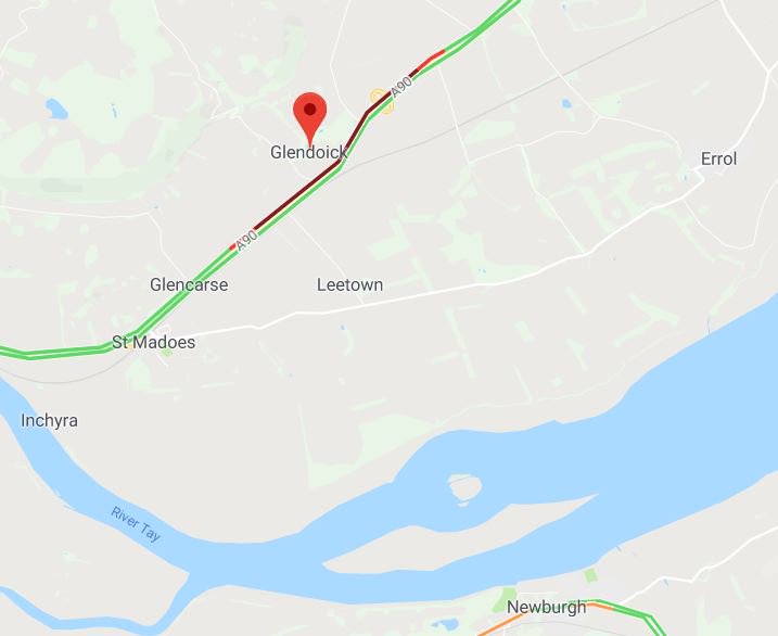 trafficscotland's tweet photo. * ONGOING *
#A90 E/B @ Glendoick
Lane 2 remains closed due to RTC
#VerySlowTraffic
#TakeCare
ππ https://t.co/jfH0zyyPkd