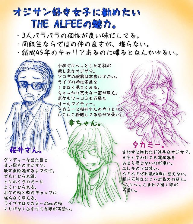 やすこ ビギナーアル中 Twitter用で描いたalfeeの魅力を伝える時用の私的まとめ とりあえず3人とも可愛い Thealfee Alfee Thealfeeの魅力を伝えたい T Co Hpqrgqjvjz やすこ ビギナーアル中 Twitter用で描いたalfeeの魅力を伝える時用の私的まとめ とりあえず3人とも可愛い Thealfee Alfee Thealfeeの魅力を伝えたい T Co Hpqrgqjvjz