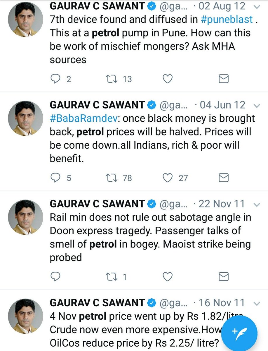 A few old tweet by  @gauravcsawant on   #petrolpricehike