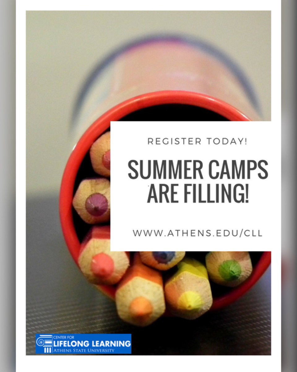 Check out our website athens.edu/CLL—look for the blue tab to the left that says “Youth &amp; Children”, then click the sub tab Summer Camps! Please call us with registration questions-256-233-8260. Sign up today!