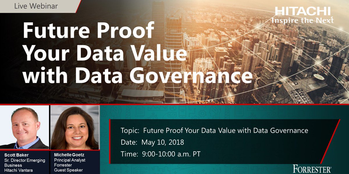 HitachiVantara's tweet photo. Future-proof your data w/ a balance of both offensive &amp; defensive #DataGovernance. Find out how in this on-demand webinar w/ @Forrester: https://t.co/iGYZR1GRzp #DataCenterNEXT https://t.co/n2Fh3aLcre