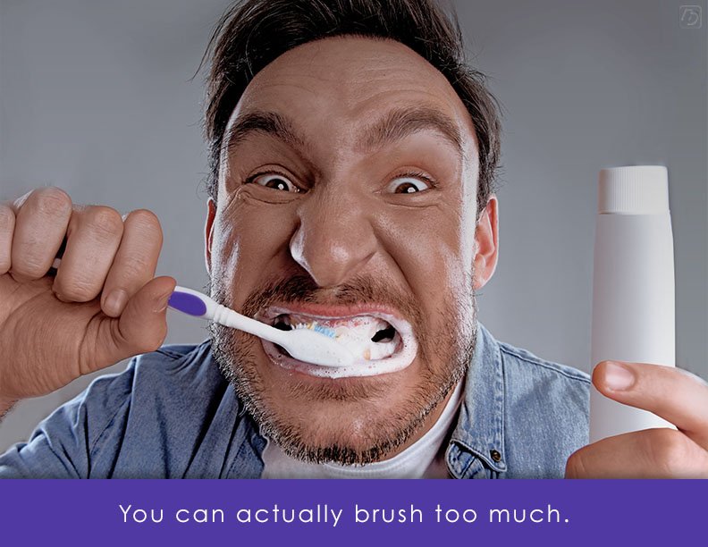 acrewooddental's tweet photo. It's true: brushing too often or too hard can actually cause damage to your teeth and gums. https://t.co/rQ0Ero2jQW