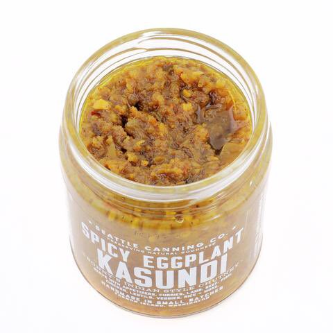 seattlecanning's tweet photo. New batch of Good Food Award Winning Spicy Eggplant Kasundi now waiting for you at the West Seattle &amp; Ballard Farmers Market. https://t.co/T8JkfTgs5T