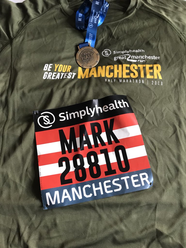 That was a very painful 21.2km run, but it’s done ! An I have the khaki T-Shirt an medal to prove it 😉 Congrat’s to everyone who ran at the <a href="/Great_Run/">Great Run</a> Manchester today, it was a warm one ☀️ An well done team <a href="/2440East/">Tesco East Didsbury</a> we all ran an raised money for <a href="/FrancisHouseCH/">Francis House</a> 😊