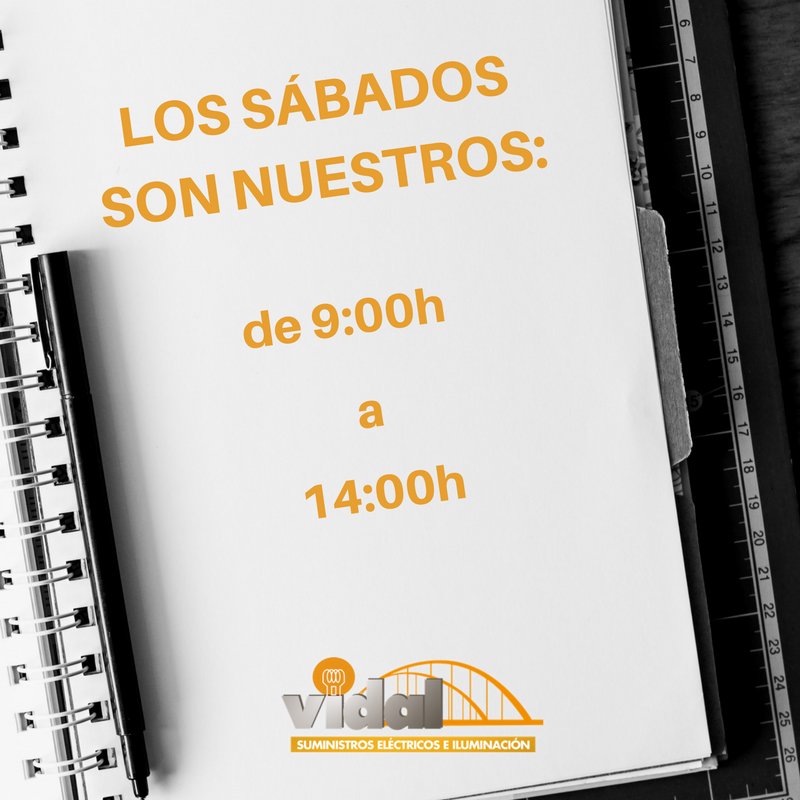 vidalsuministro's tweet photo. ¡Abrimos los sábados! 😉Te esperamos de 9 a 14 en nuestra tienda en #Urbisur 🙌 https://t.co/dZlmlwQEMf
#vidal #chiclana #cadiz #suministros https://t.co/xhsVrij90P