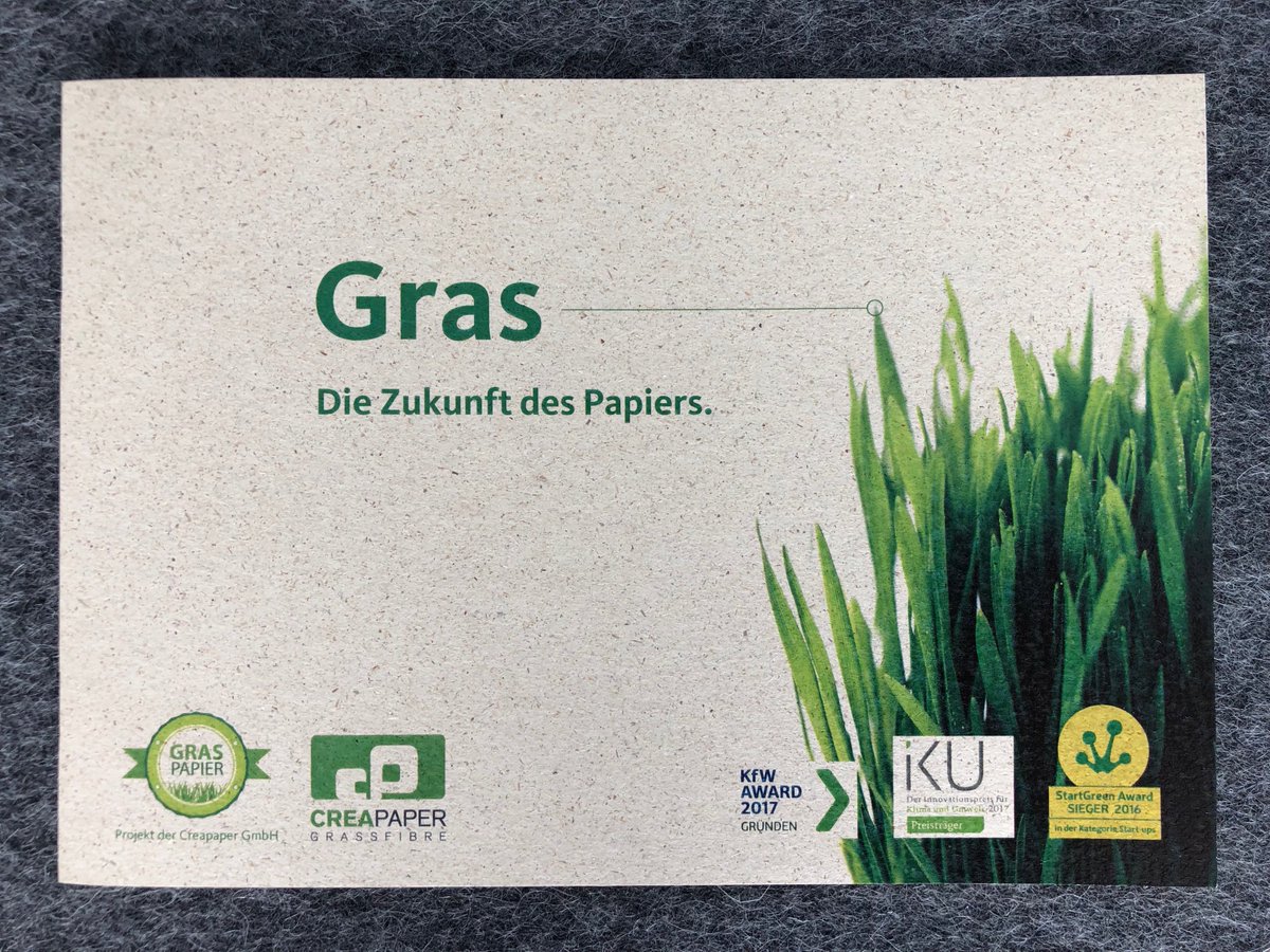 Innovation und Ressourcenschonung auf ganzer Linie! Freuen uns riesig darauf, unsere Visitenkarten, Broschüren etc. aus dem Graspapier von <a href="/CreaPaper/">CreaPaper</a> herzustellen. #Ressourcen #Nachhaltigkeit #wemothernatur #screwgreenwashing