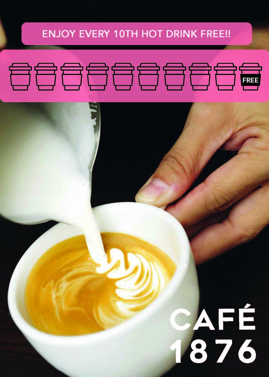 Did you know that Cafe 1876 has loyalty scheme on all our hot drinks? Buy 9 and get the 10th one free! Download the Yoyo app or pick up a loyalty card next time you visit!